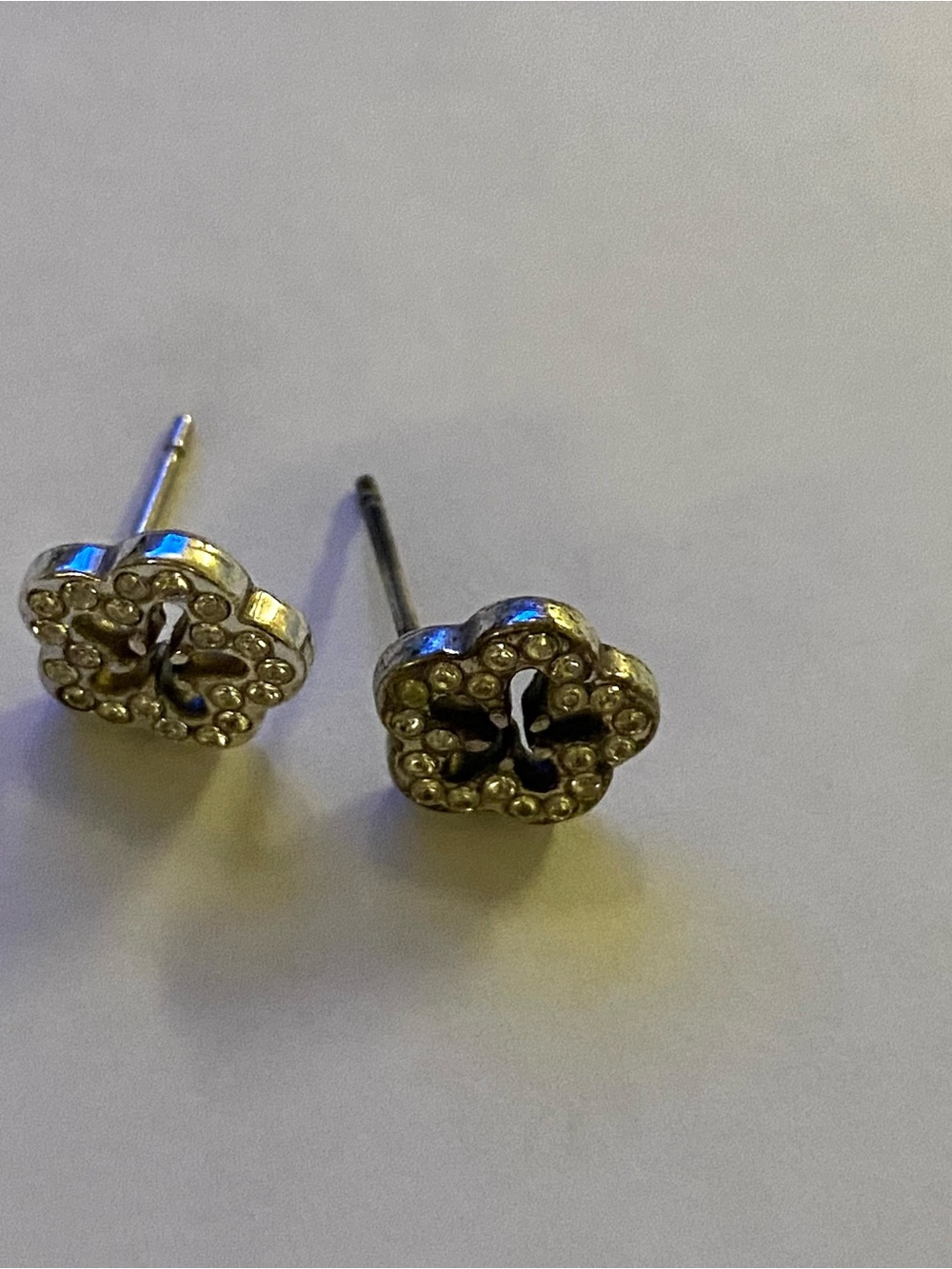 Teeny Tiny Rhinestone Floral Studs, Noidea On Age At Least Modern Vintage